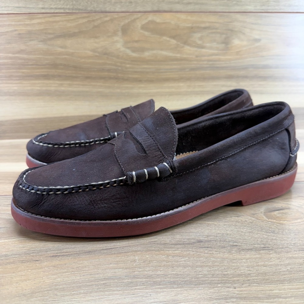 Weejuns GH Bass‎ Waldo Mens 13 D Mocha Brown Nubuck Loafer
